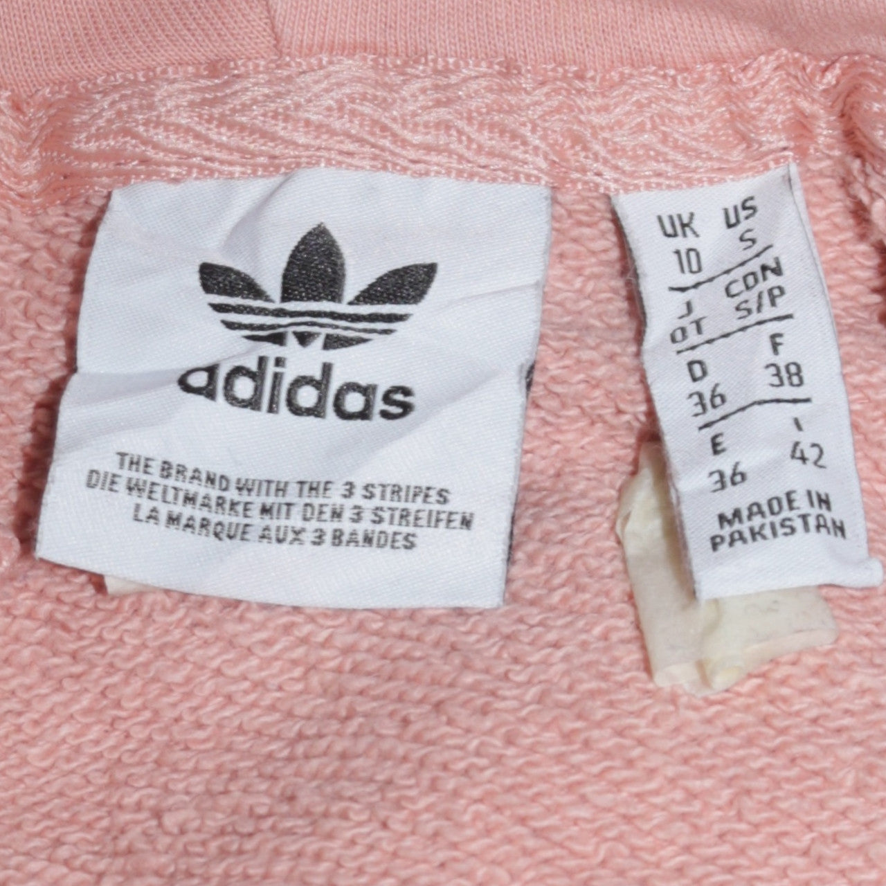 Adidas Womens Pink Hoodie Size 10 Pullover Trefoil Logo Cotton