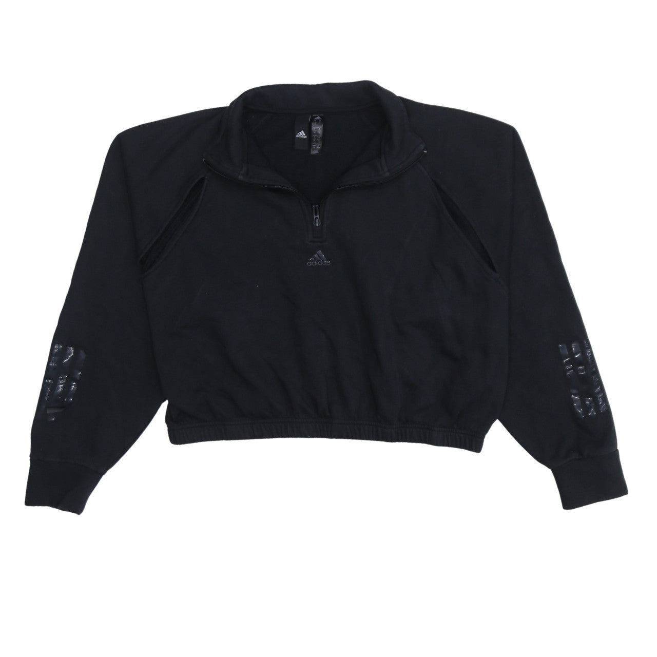 Adidas Women Black 1/4 Zip Pullover Sweatshirt UK 16-18 Activewear