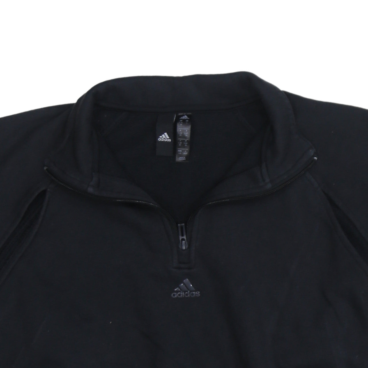 Adidas Women Black 1/4 Zip Pullover Sweatshirt UK 16-18 Activewear