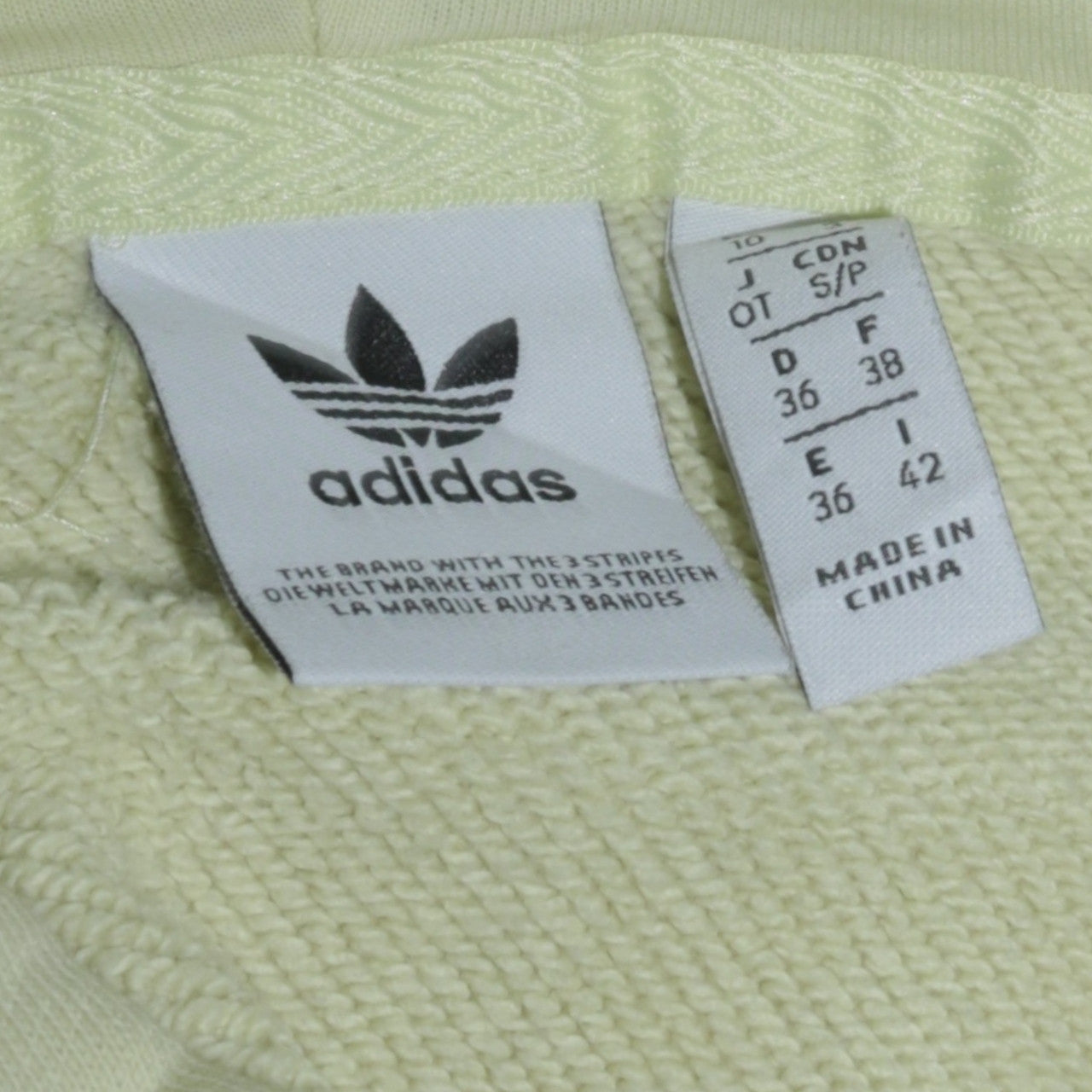 Adidas Womens Yellow Hooded Pullover Sweatshirt Size 10 Regular