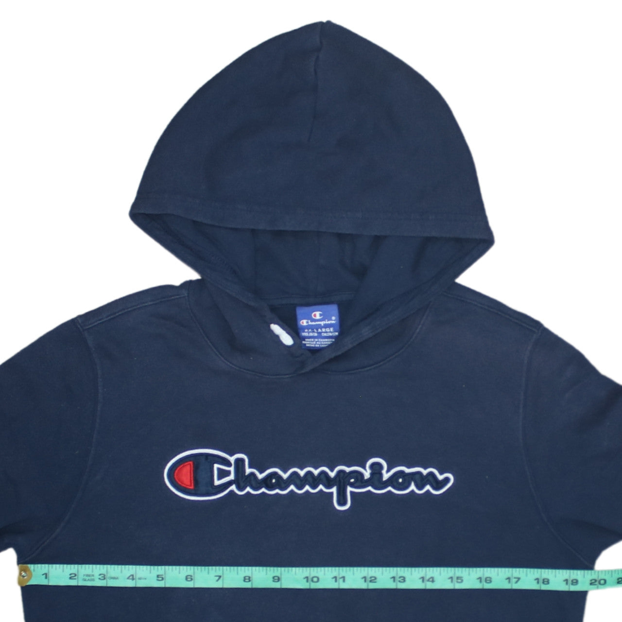 Champion Boys Navy Blue Pullover Hoodie 15-16 Years Logo Cotton Blend