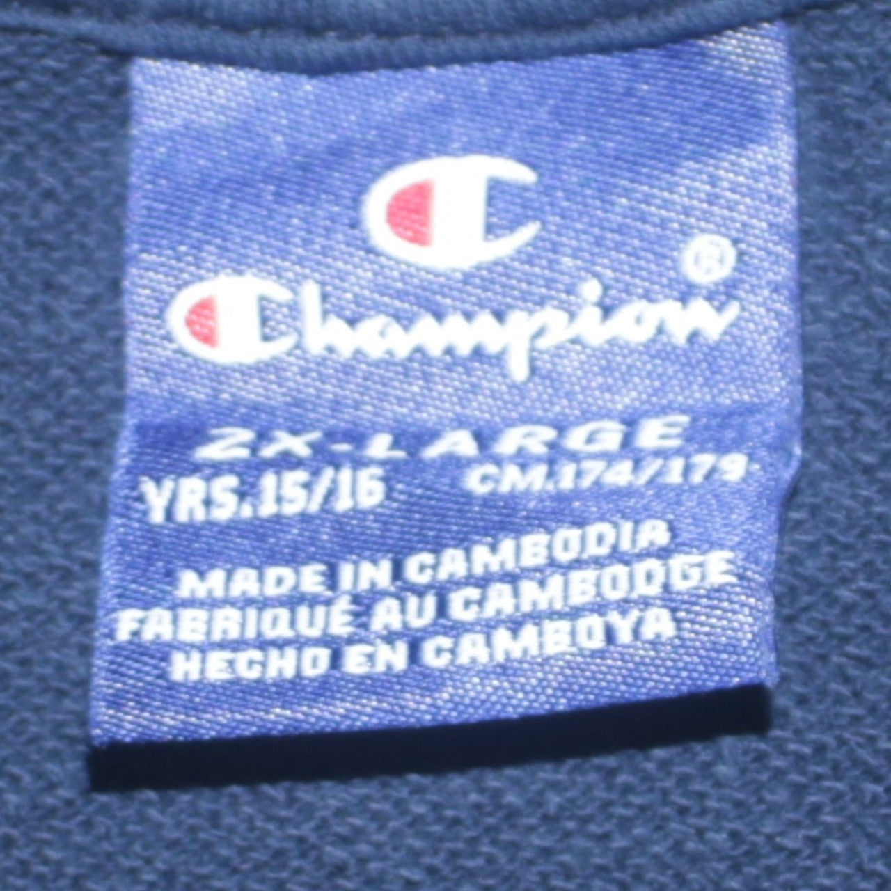 Champion Boys Navy Blue Pullover Hoodie 15-16 Years Logo Cotton Blend