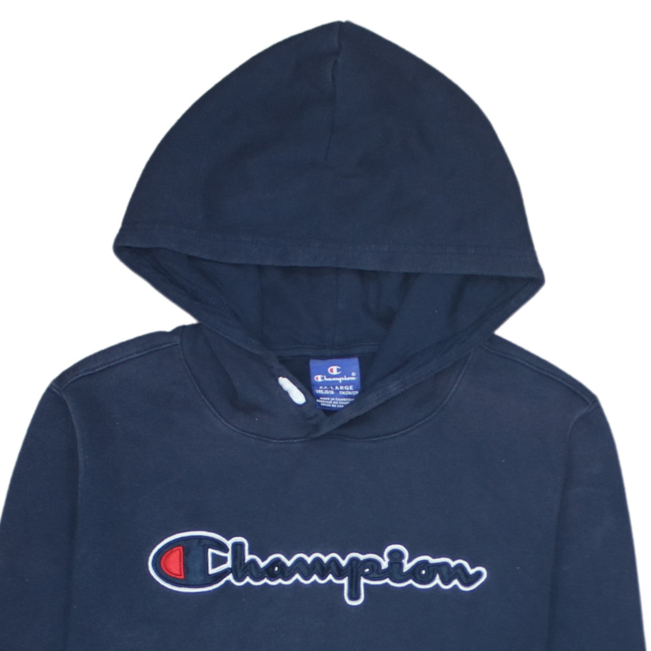 Champion Boys Navy Blue Pullover Hoodie 15-16 Years Logo Cotton Blend