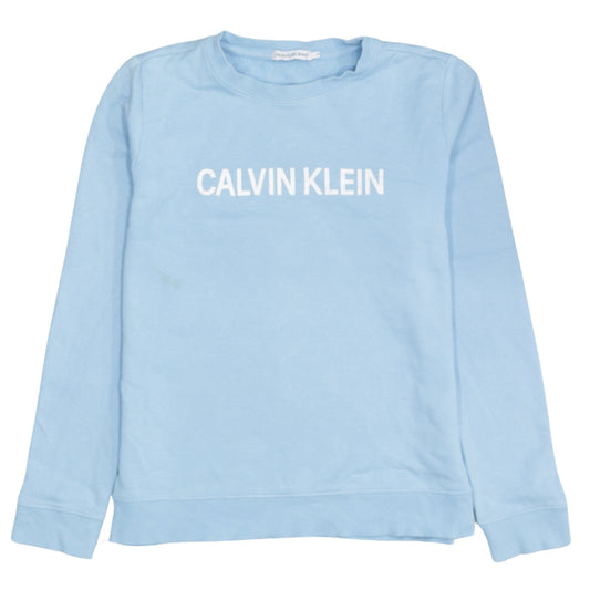 Calvin Klein Jeans Mens Blue Crew Neck Cotton Sweatshirt Size 14