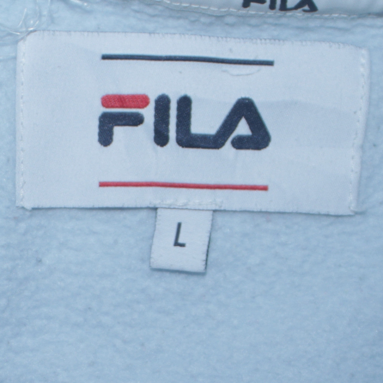FILA Women Light Blue Crew Neck Sweatshirt Size L Cotton Blend Logo