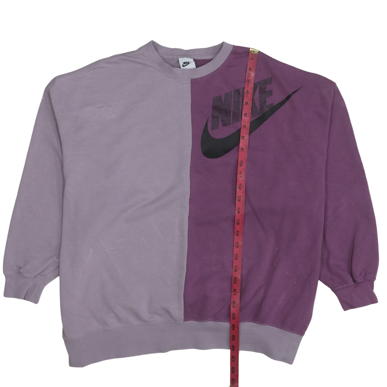 Nike Womens Purple Two Tone Crew Neck Pullover Sweatshirt Size S