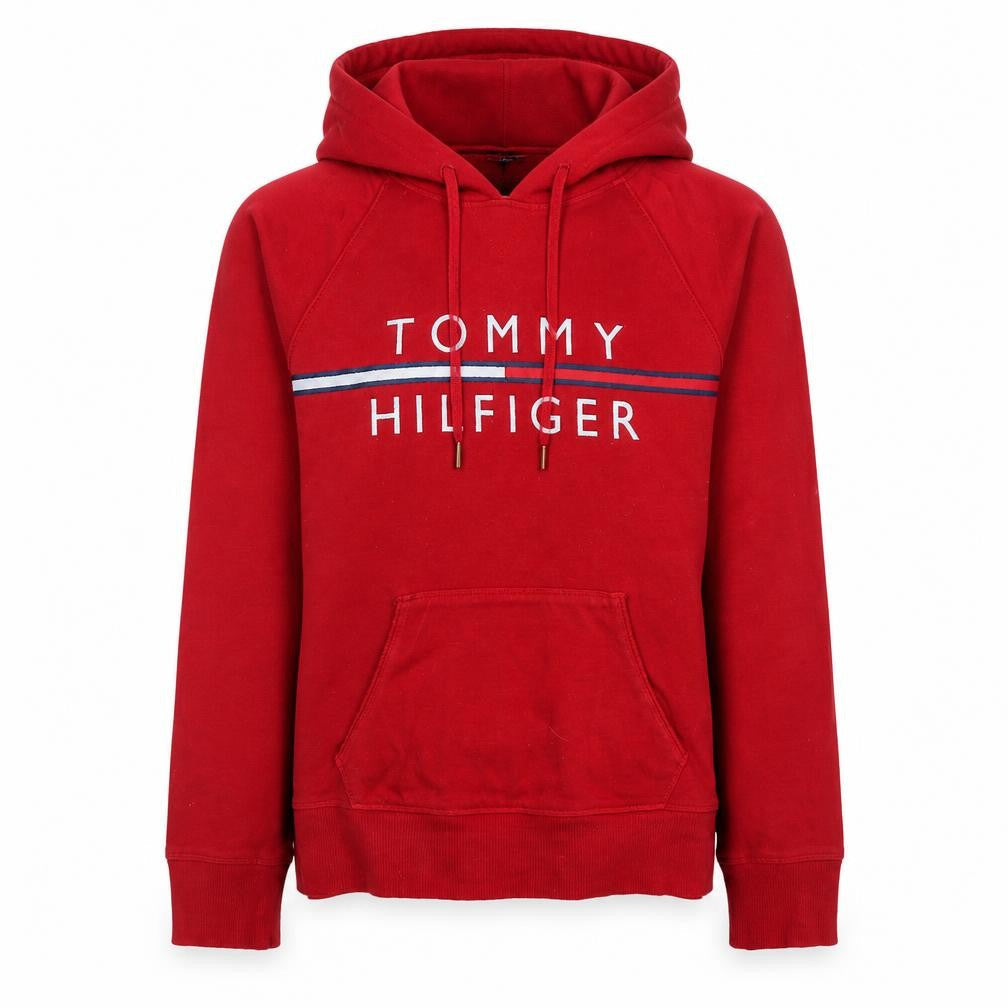 Tommy Hilfiger Women Red Pullover Hoodie Medium Cotton Blend