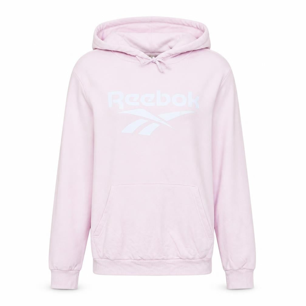 Reebok Womens Pink Pullover Hoodie Medium Cotton Logo Sweatshirt