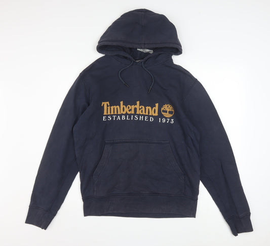 Timberland Men's Blue Logo Pullover Hoodie Size M Regular Fit
