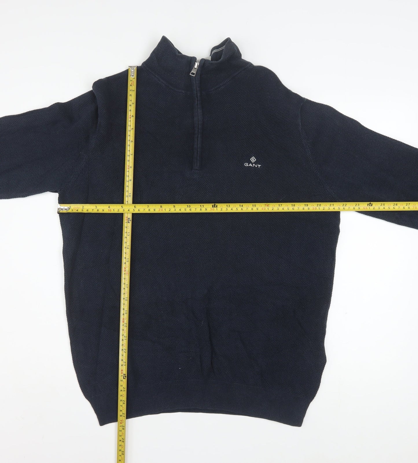 GANT Men's Blue Cotton 1/2 Zip High Neck Jumper XL