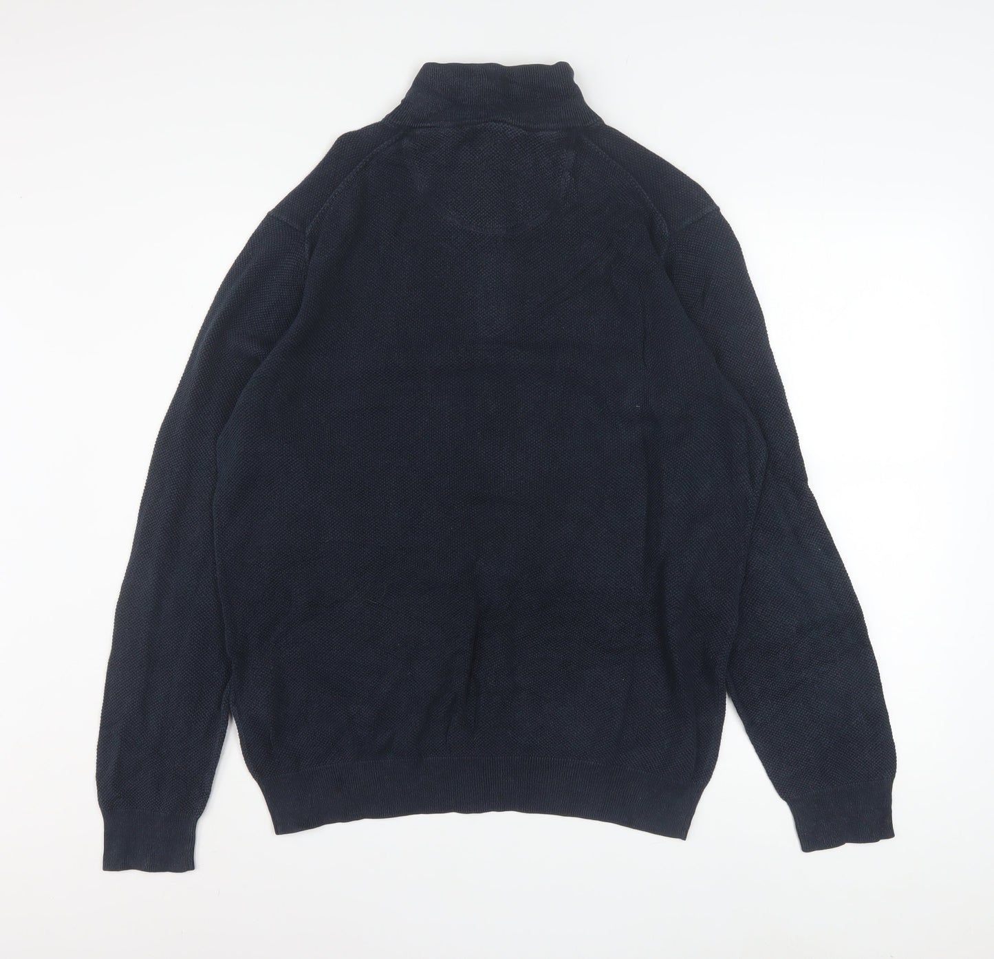 GANT Men's Blue Cotton 1/2 Zip High Neck Jumper XL