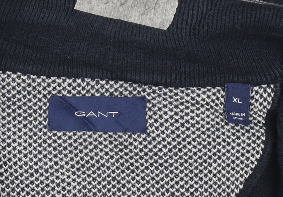 GANT Men's Blue Cotton 1/2 Zip High Neck Jumper XL