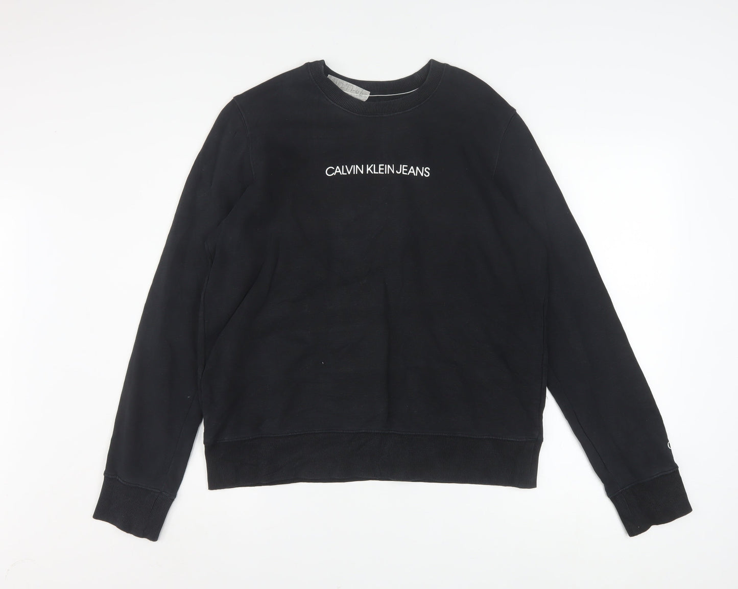 Calvin Klein Jeans Men's Black Logo Crew Neck Sweatshirt Size L