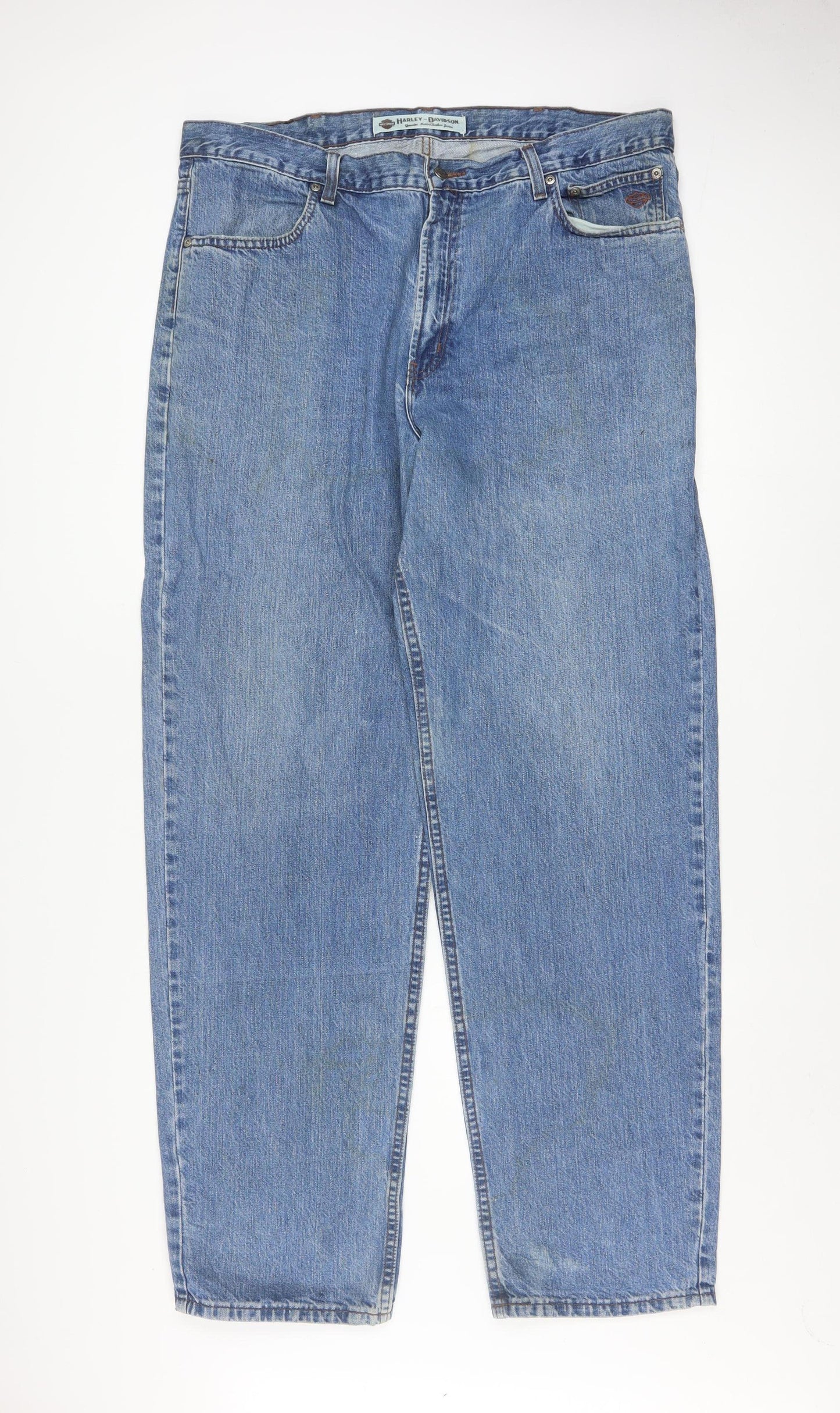 Harley-Davidson Men's Blue 40x34 Straight Leg Denim Jeans