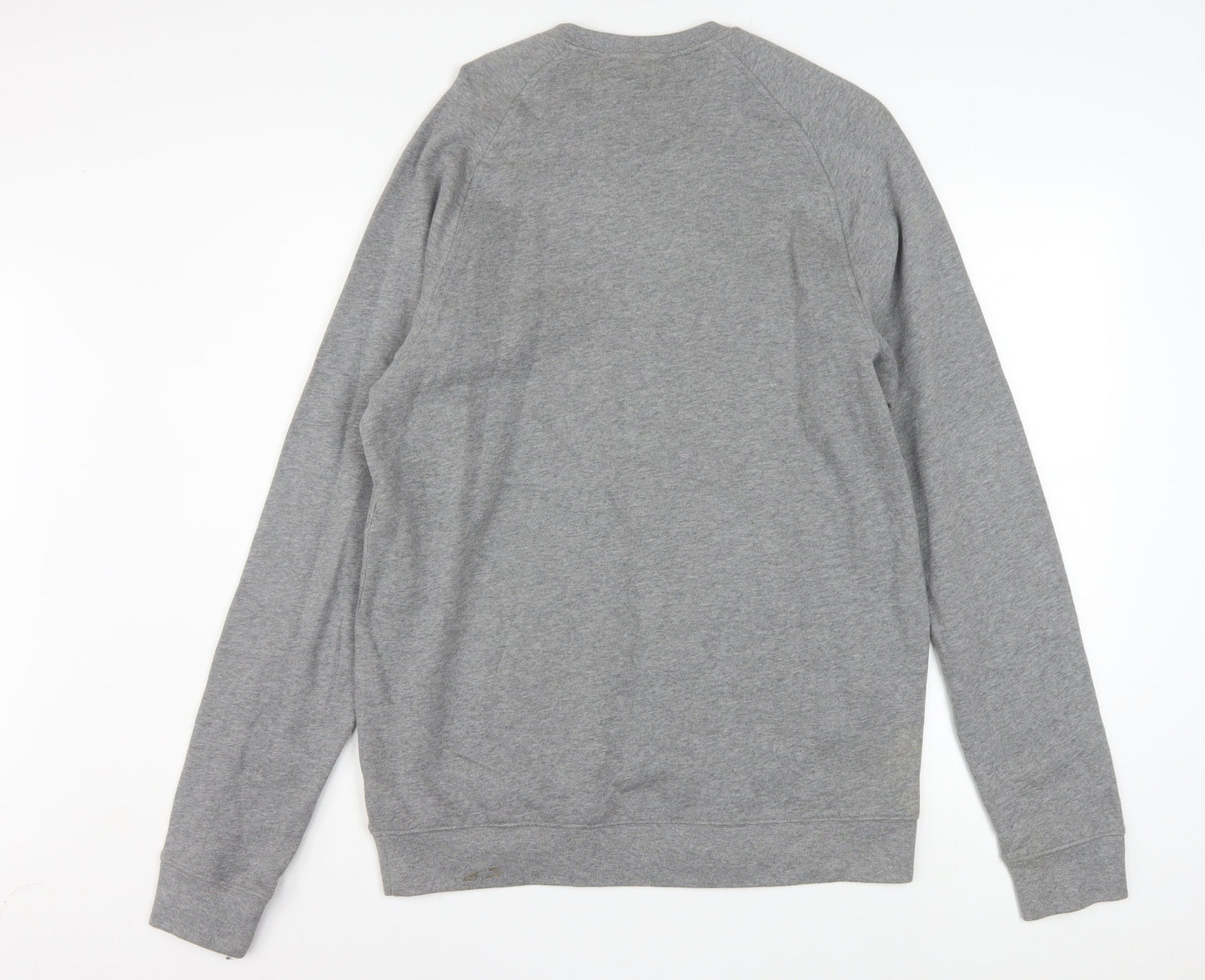 Reebok Men Grey L Sweatshirt Pullover Crew Neck Logo Cotton