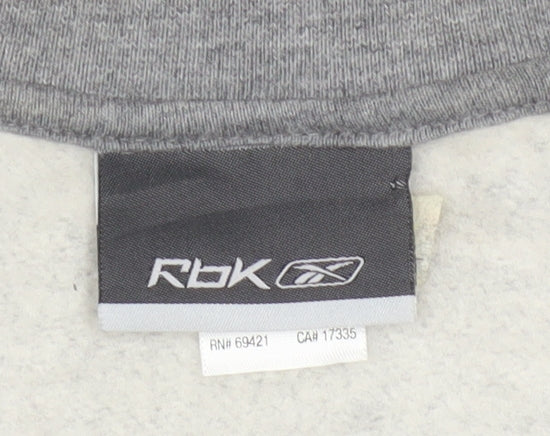 Reebok Men Grey L Sweatshirt Pullover Crew Neck Logo Cotton