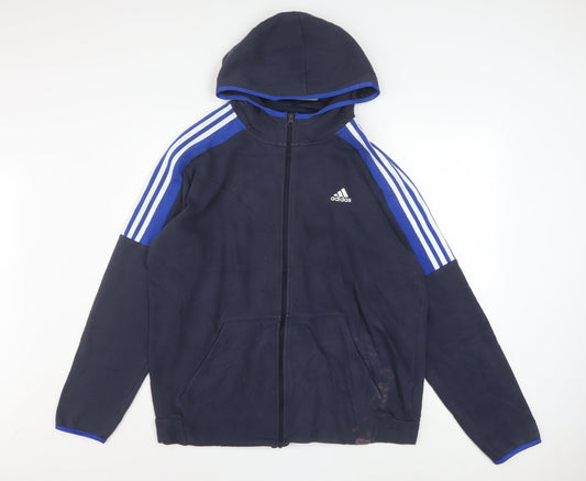 Adidas Men's Blue Full Zip Hoodie L Sports Fleece Jacket