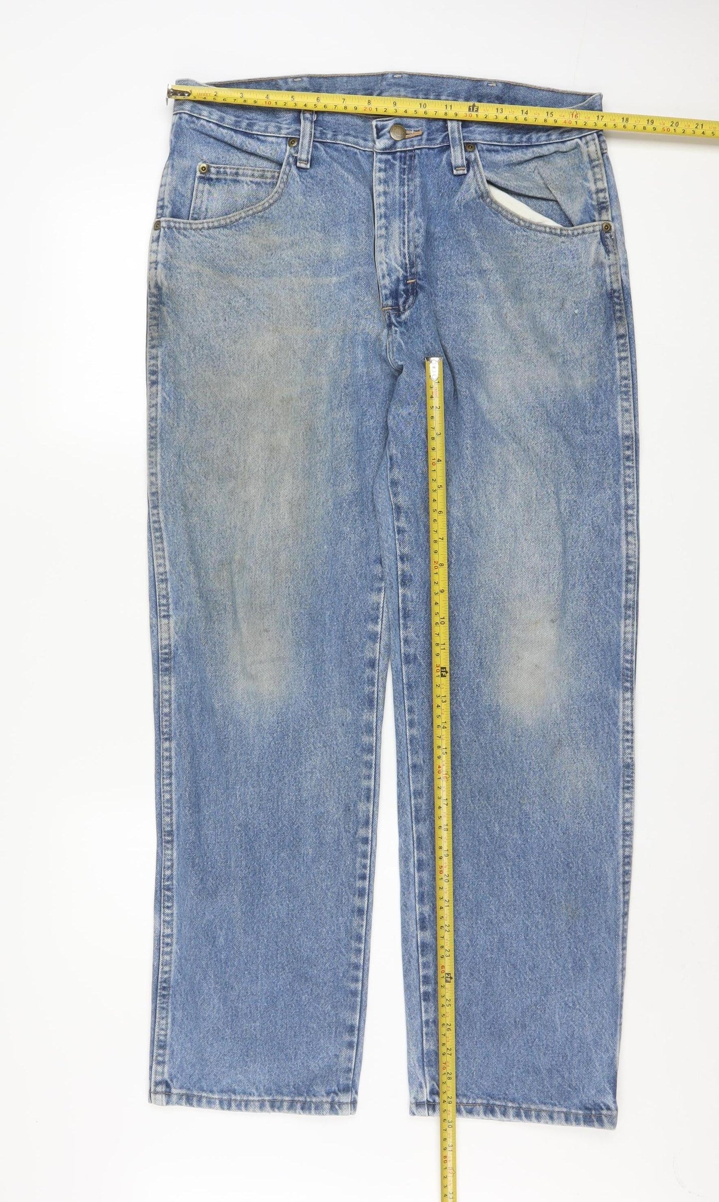 Wrangler Men's Blue 35x30 Regular Fit Straight Denim Jeans