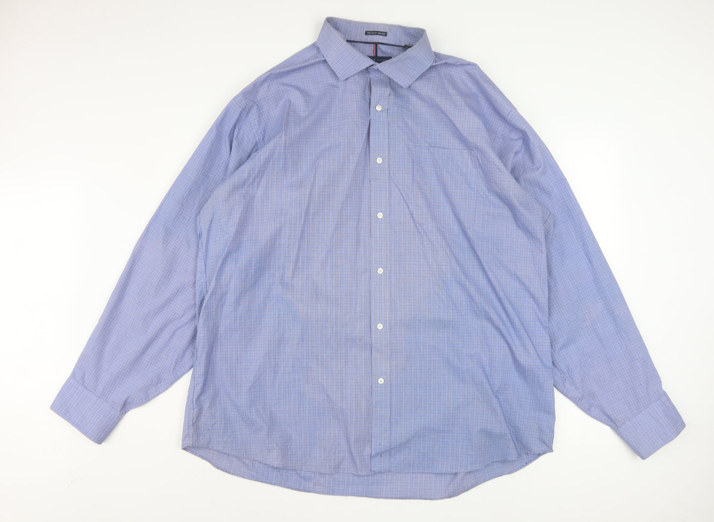 Tommy Hilfiger Men's Blue Check Regular Fit 2XL Long Sleeve Shirt