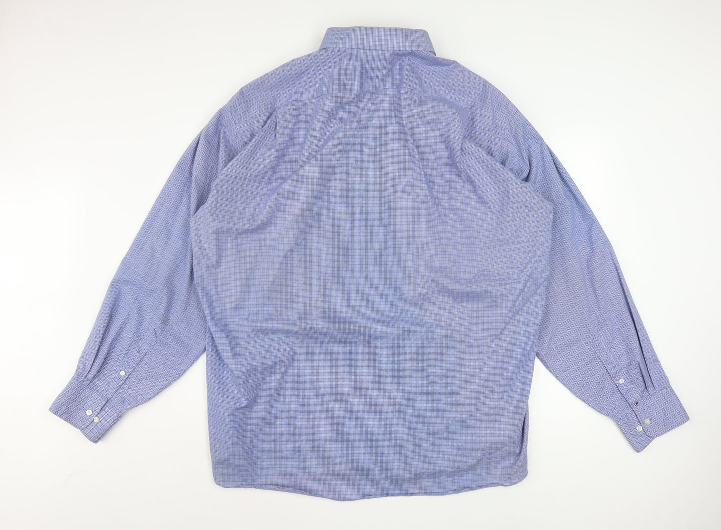 Tommy Hilfiger Men's Blue Check Regular Fit 2XL Long Sleeve Shirt