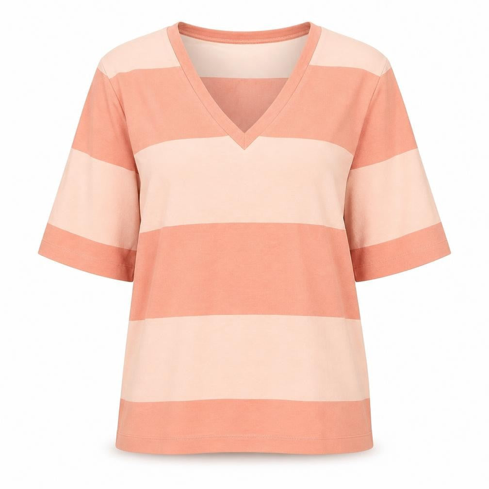 Marks & Spencer Autograph Women’s Pink Striped V-Neck T-Shirt Size 10