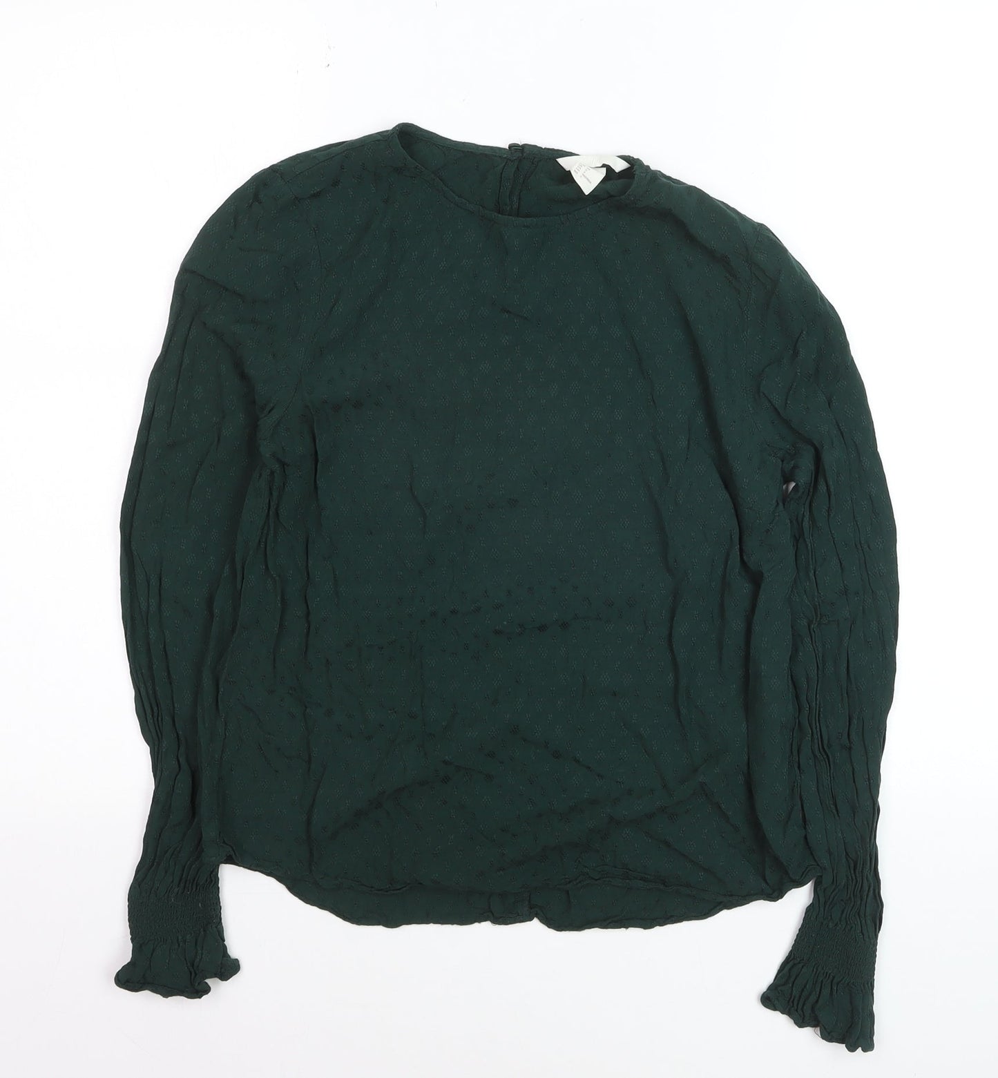 H&M Women's Green Long Sleeve Viscose Blouse Size 8