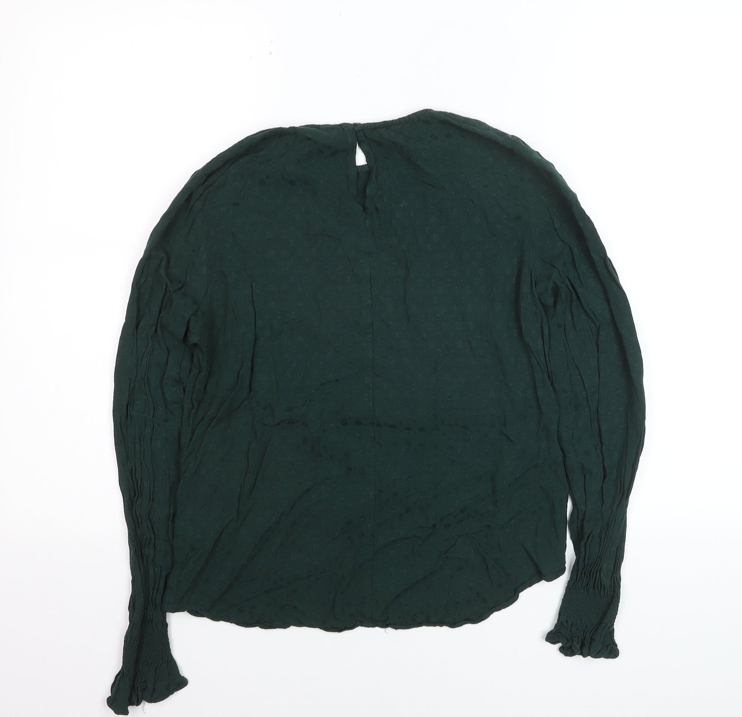 H&M Women's Green Long Sleeve Viscose Blouse Size 8