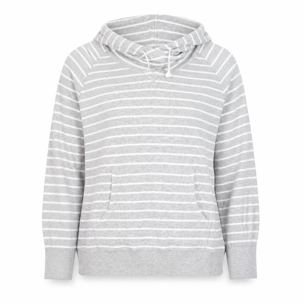 Next Women Grey Striped Cotton Pullover Hoodie Size M