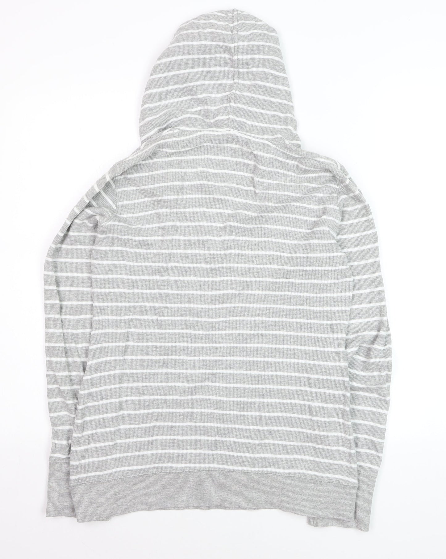 Next Women Grey Striped Cotton Pullover Hoodie Size M