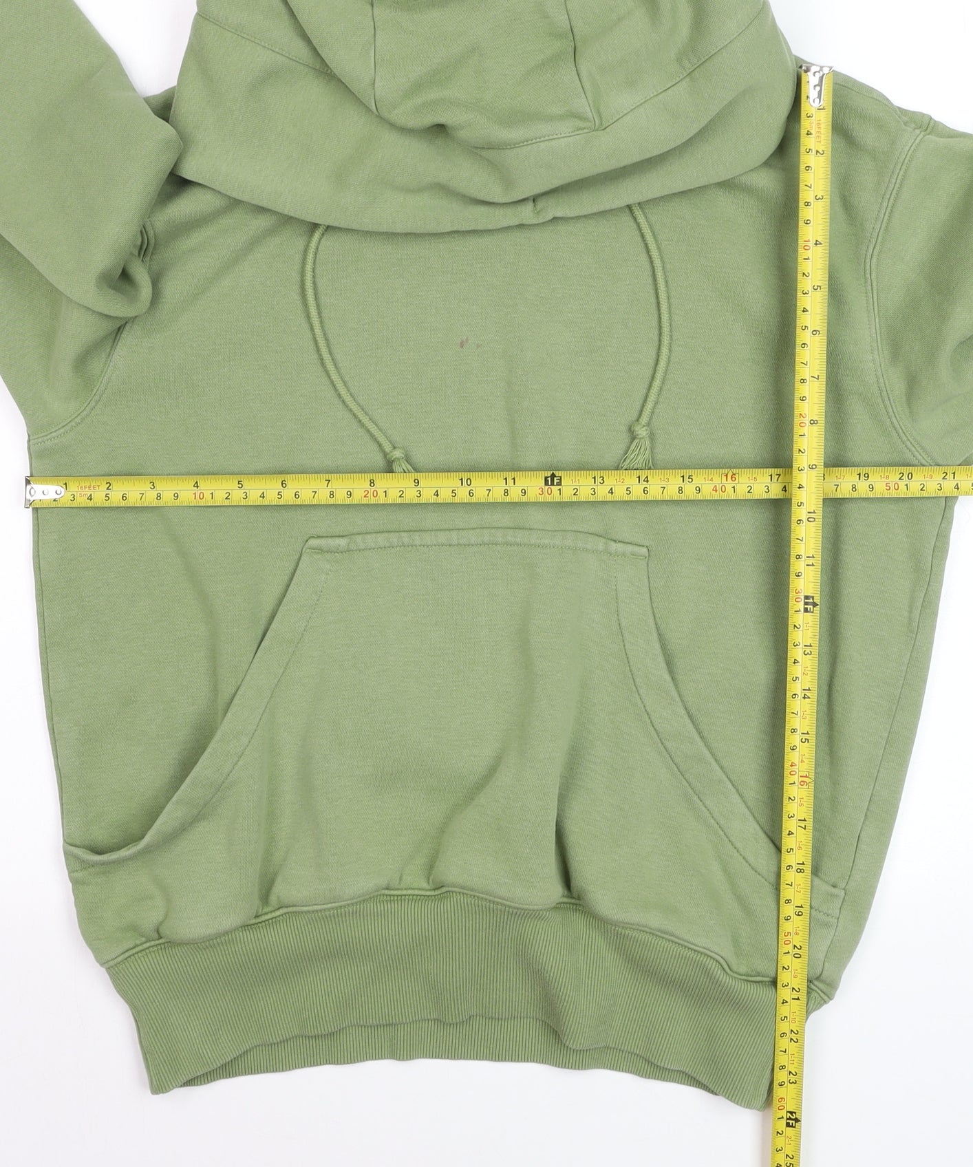Nike Men Green Cotton Pullover Hoodie XXS Hooded Kangaroo Pocket