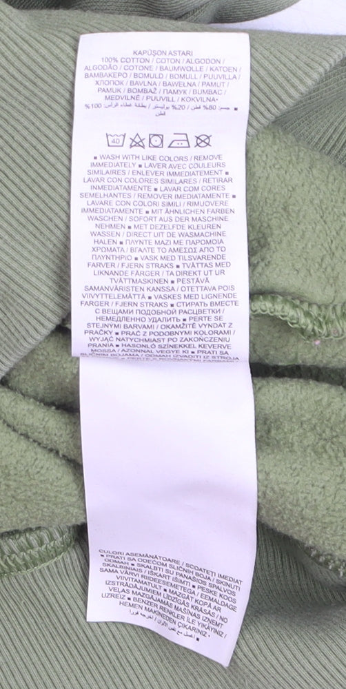 Nike Men Green Cotton Pullover Hoodie XXS Hooded Kangaroo Pocket