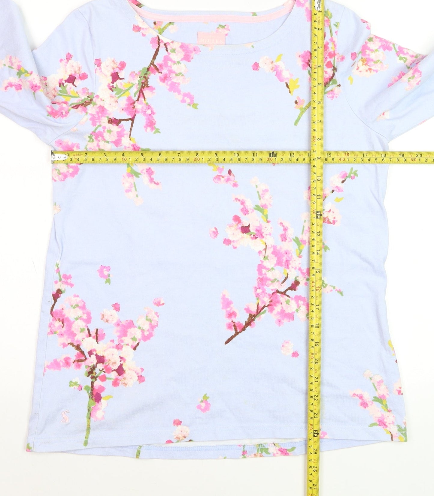 Joules Women’s Blue Floral 3/4 Sleeve Cotton T-Shirt Size 8