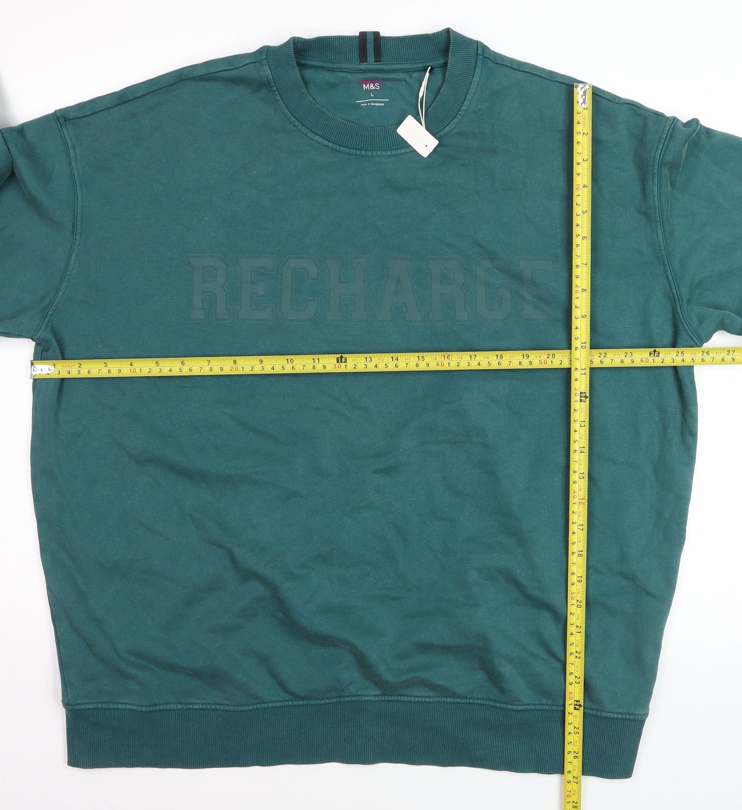 Marks and Spencer Men's Green L Recharge Sweatshirt Regular Fit