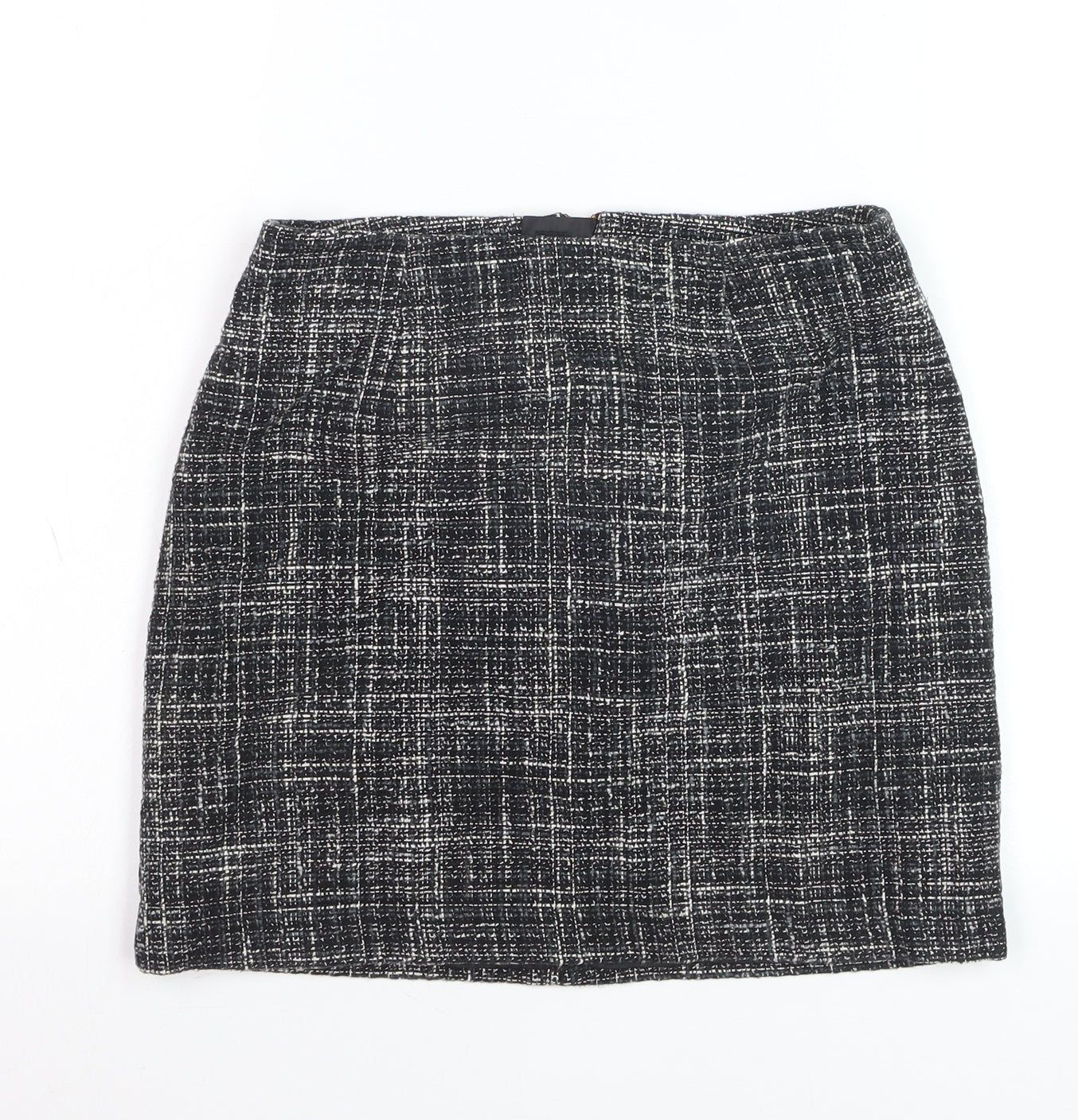 H&M Women's Black Check Tweed Pencil Skirt Size 8 Workwear