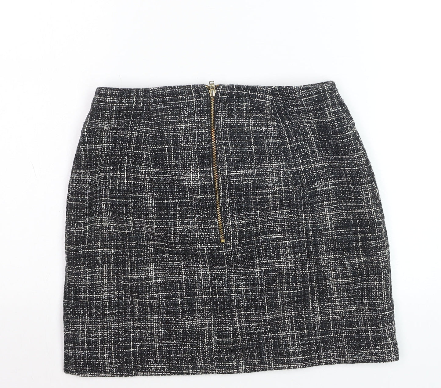 H&M Women's Black Check Tweed Pencil Skirt Size 8 Workwear
