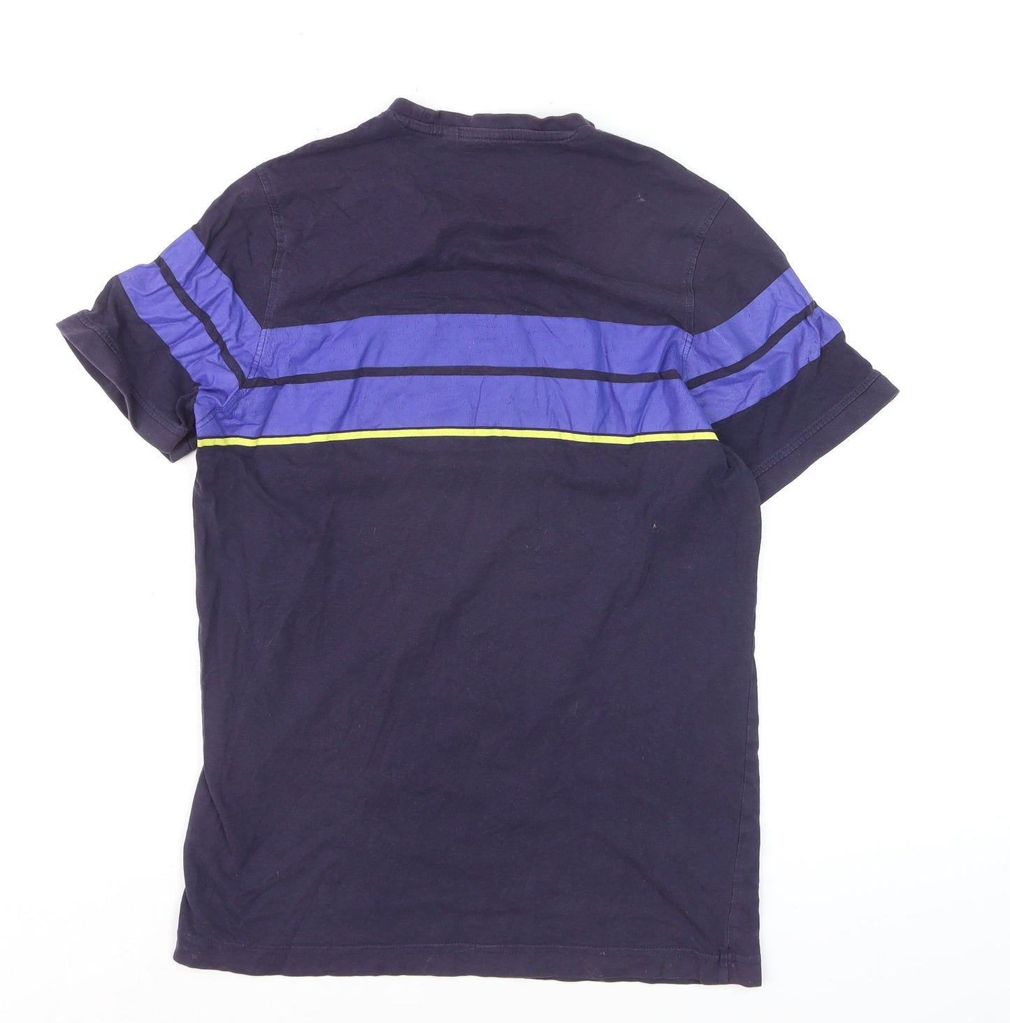 LUKE Boys Blue Colourblock Crew Neck Cotton T-Shirt Size Small