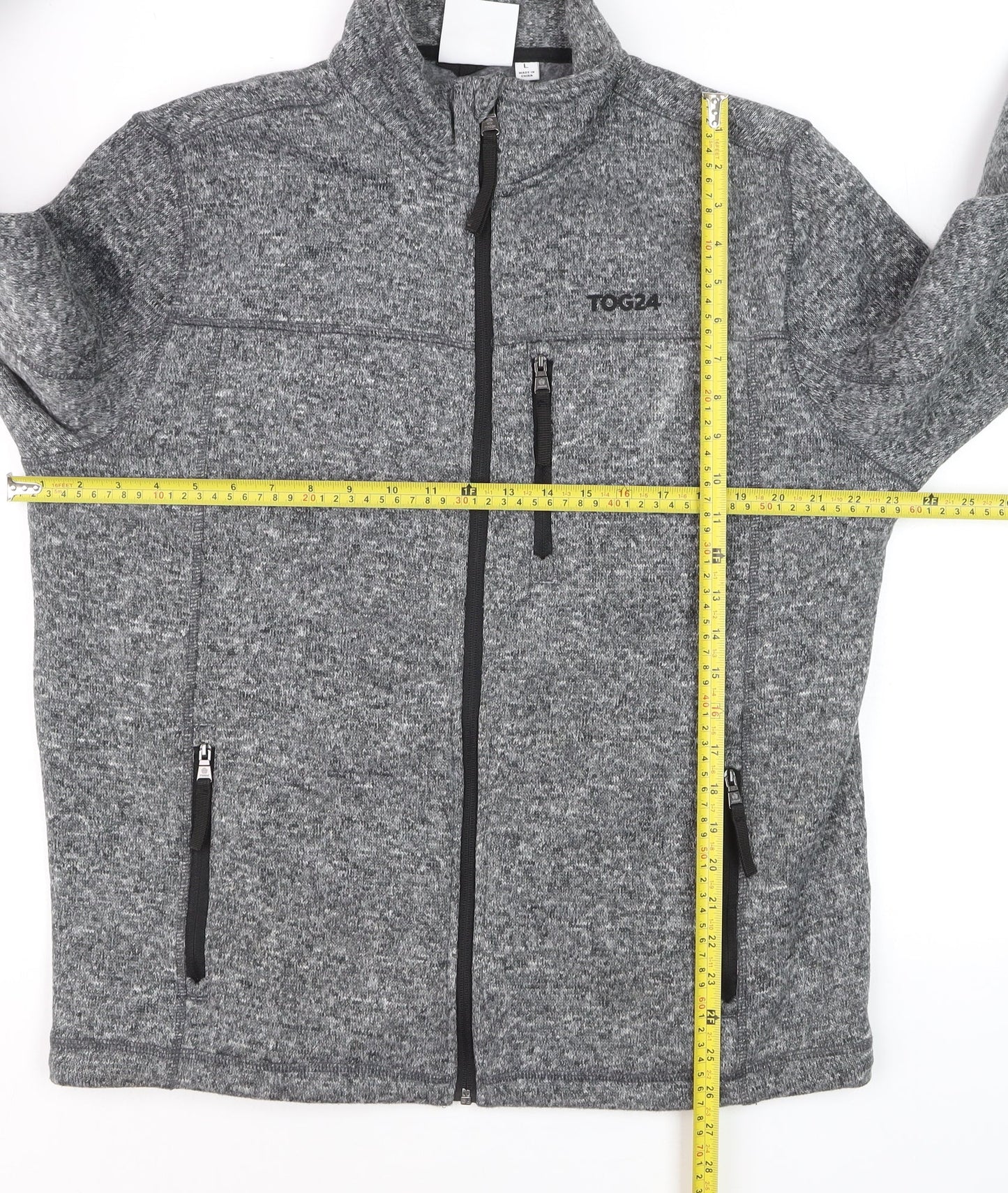 TOG24 Men's Grey Full Zip Fleece Jacket L Outdoor Sweatshirt