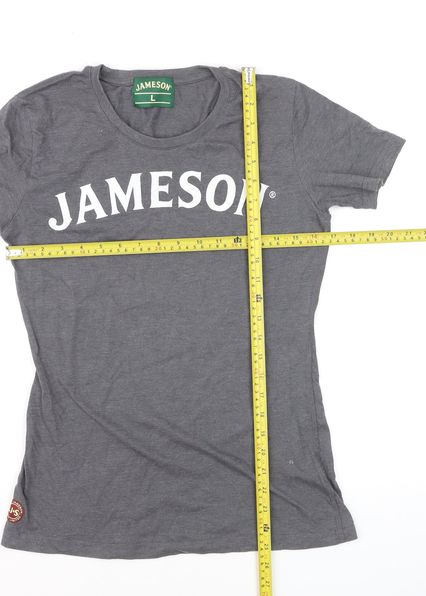 Jameson Mens Grey Graphic Logo T-Shirt Size L Cotton Blend