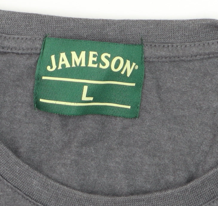 Jameson Mens Grey Graphic Logo T-Shirt Size L Cotton Blend
