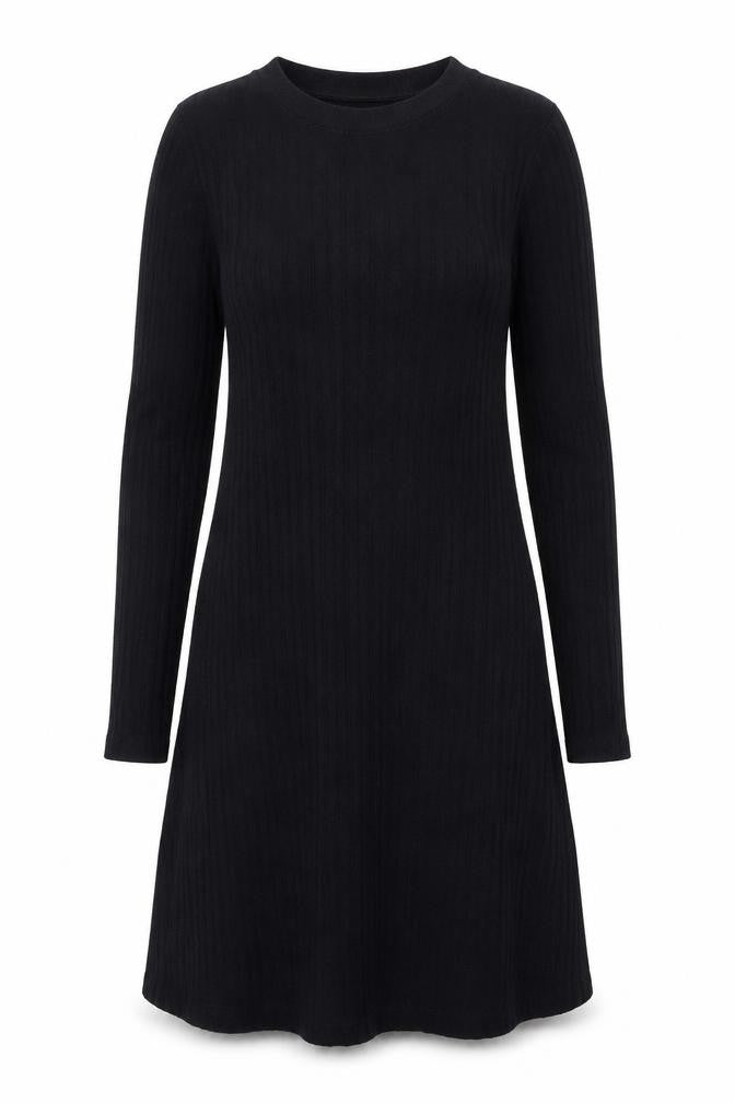 Zara Women Black Knit Long Sleeve Knee Length Sweater Dress M