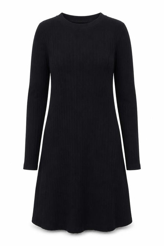 Zara Women Black Knit Long Sleeve Knee Length Sweater Dress M