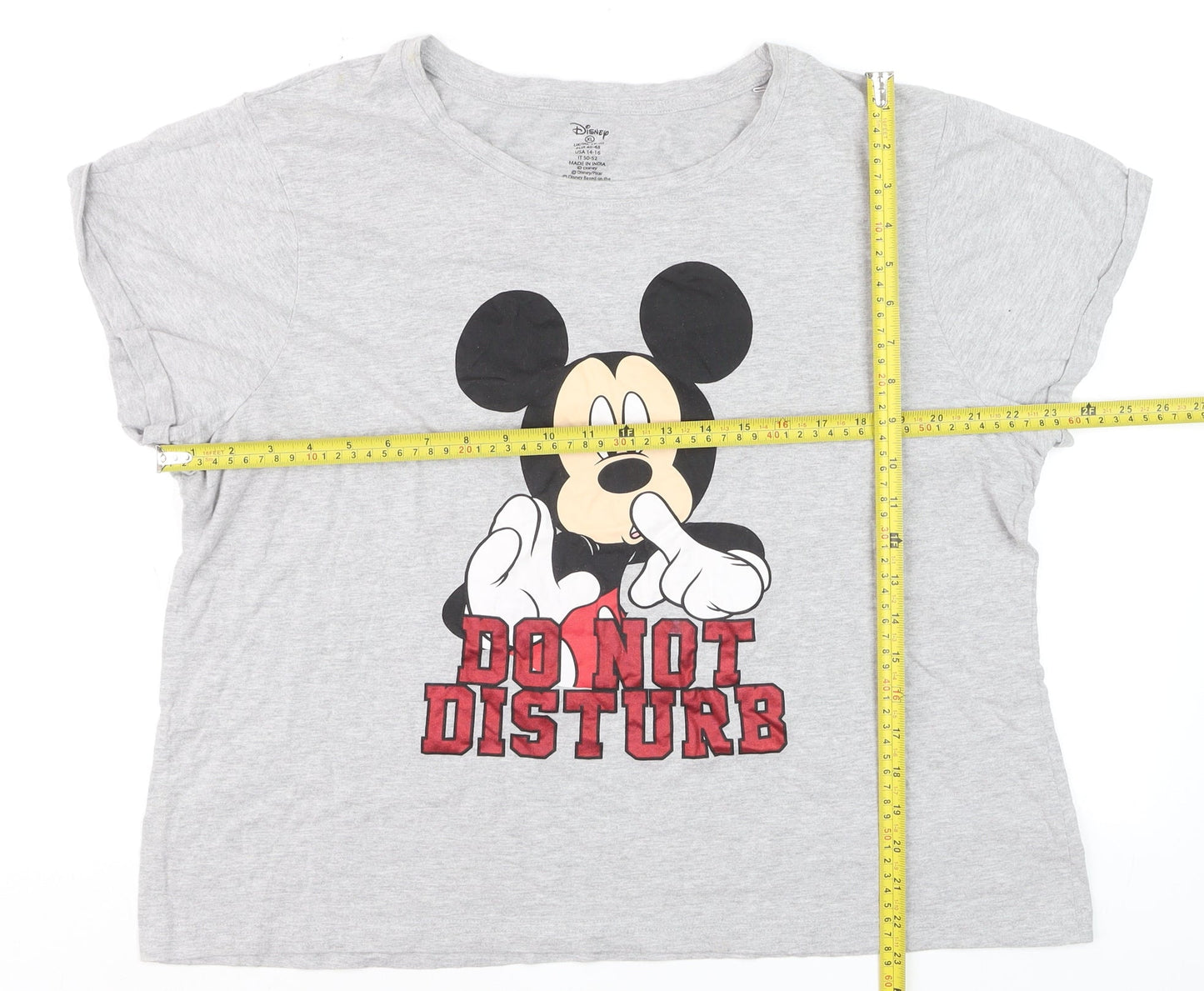 Disney Women's Grey Mickey Mouse Graphic T-Shirt XL Casual Cotton Top