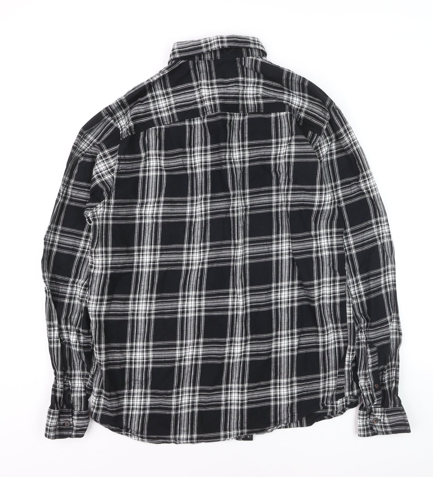 Jack & Jones Men's Black Check Cotton Long Sleeve Shirt L