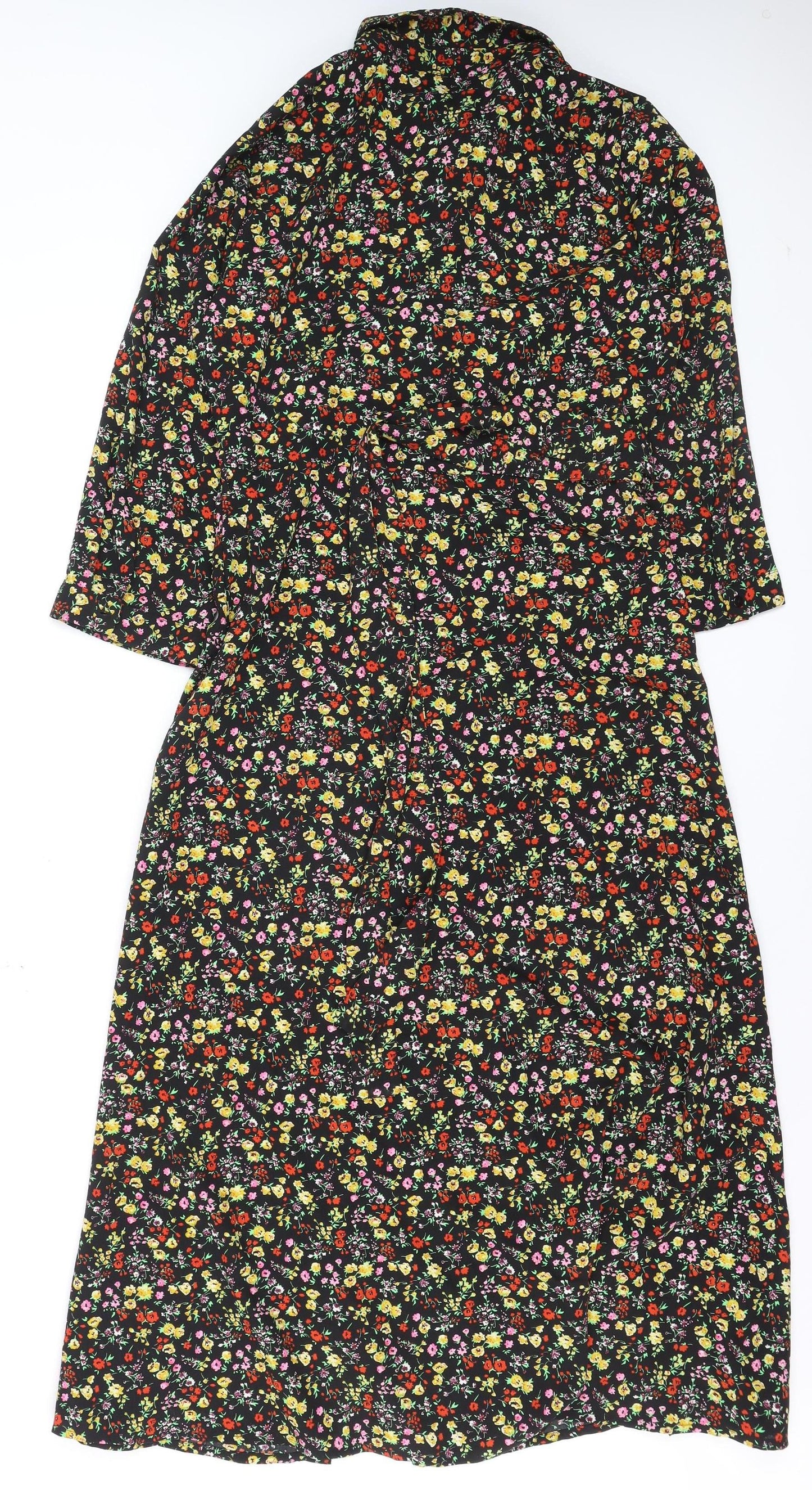 Pieces Women’s Multicoloured Floral Midi Shirt Dress Size M