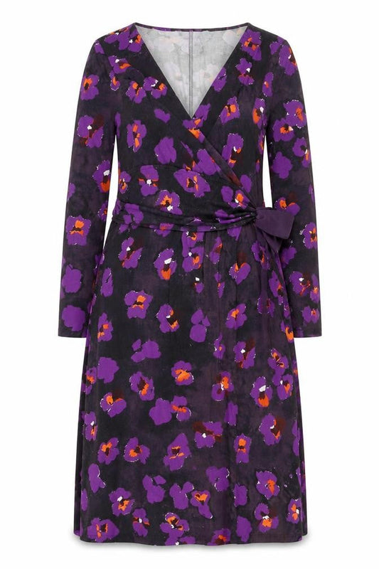 Fenn Wright Manson Women Purple Floral Wrap Dress Size 16