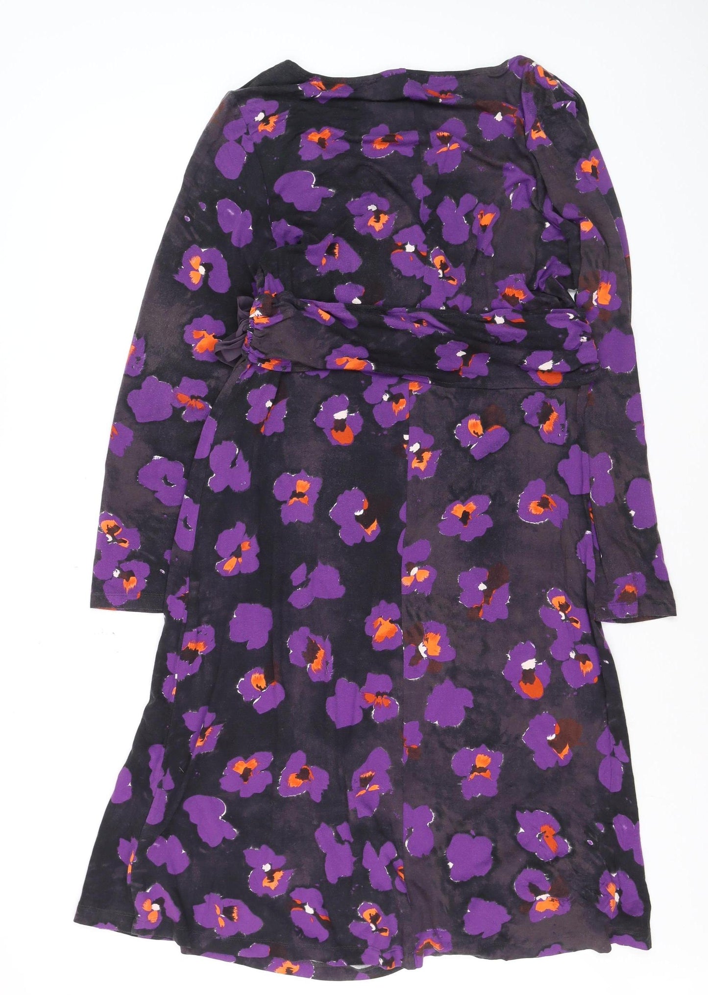 Fenn Wright Manson Women Purple Floral Wrap Dress Size 16