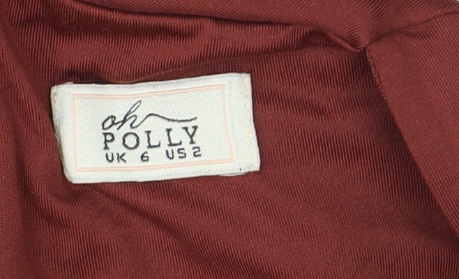 Oh Polly Women’s Brown Ruched Bodycon Mini Dress UK 6 Long Sleeve