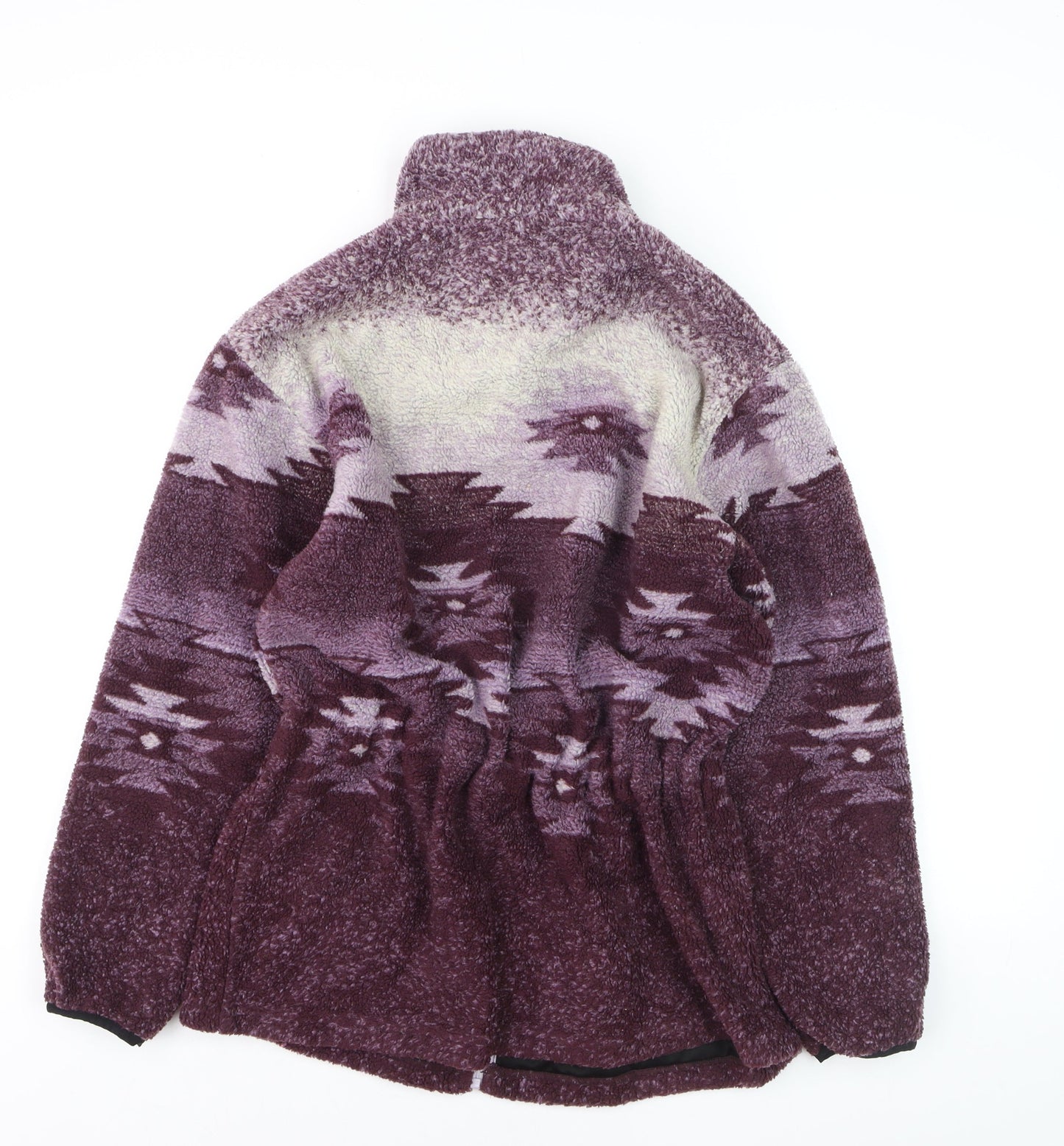 Cabela's Womens Purple Fleece Jacket M Regular Geometric Pattern Zip