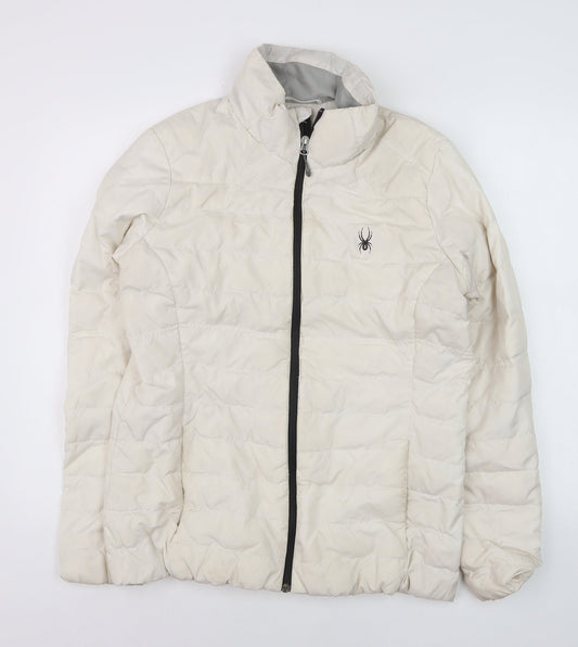 Spyder Women's Ivory Puffer Jacket L Lightweight Down Insulated