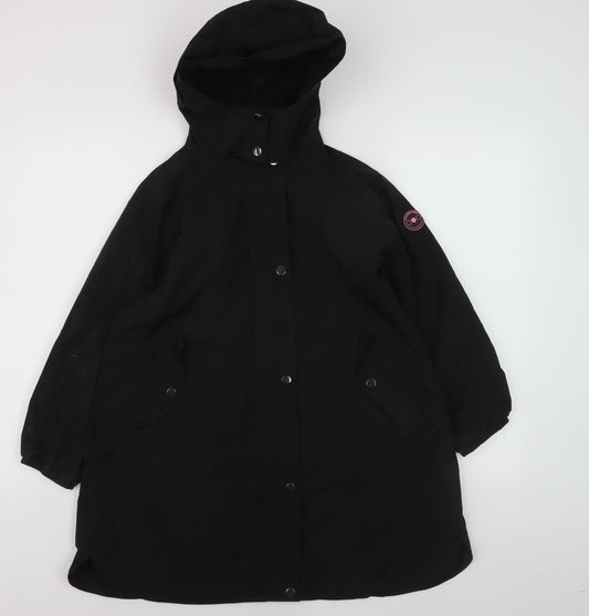 Next Girls Black Hooded Rain Coat 9 Years Water Resistant Nylon Jacket